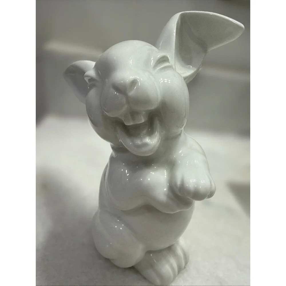 Vintage Rosenthal Germany Porcelain White Laughing Bunny Rabbit Figurine 6